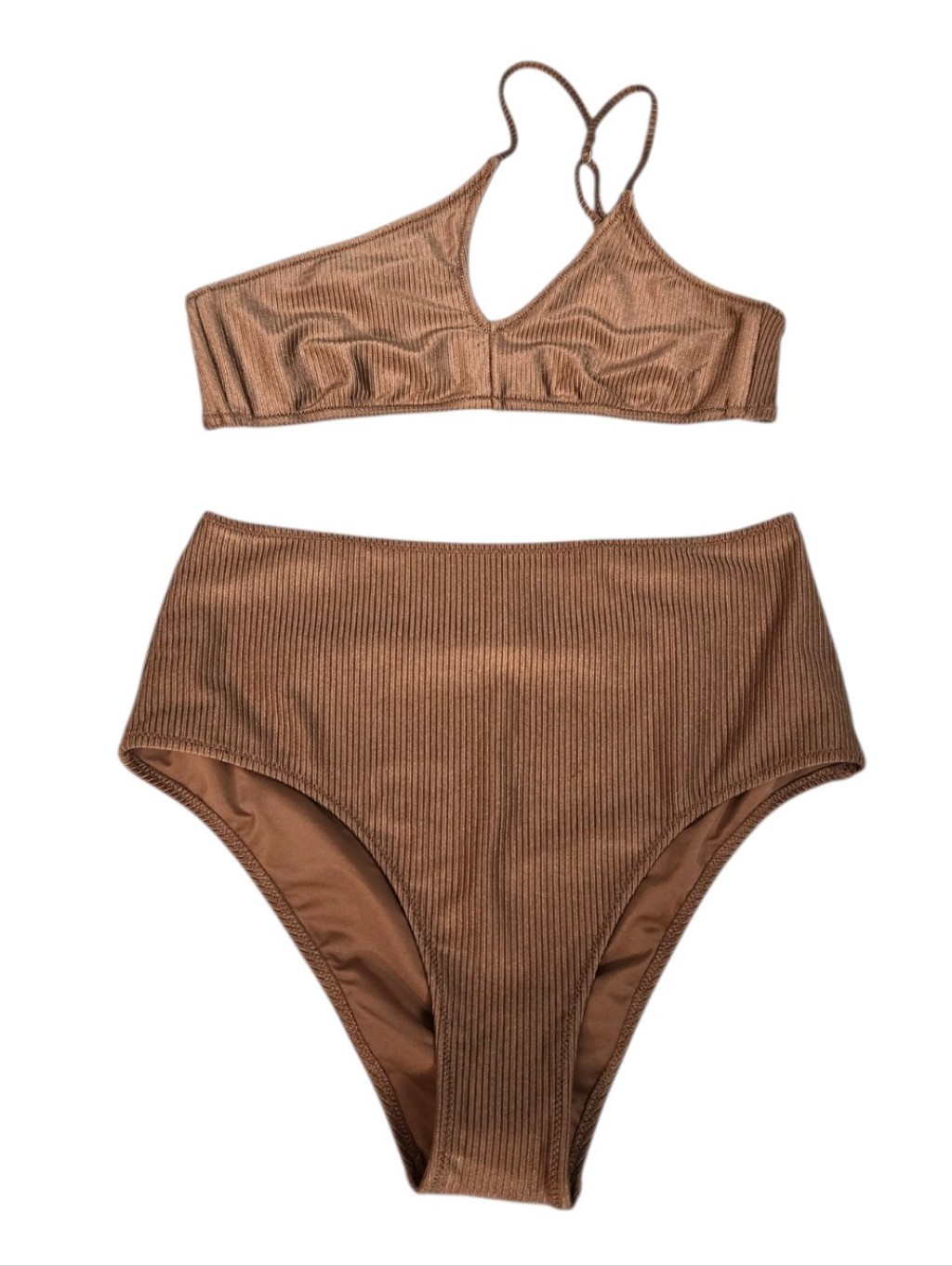 Aerie Brown Ribbed High-Waist Bikini Set